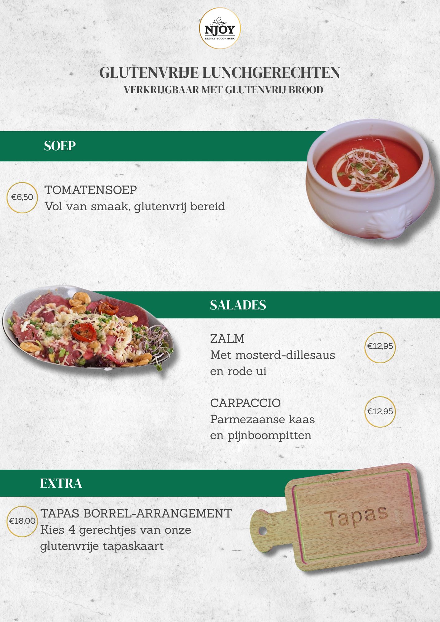 glutenvrij lunch kampen njoy soep salades tapas borrelplank