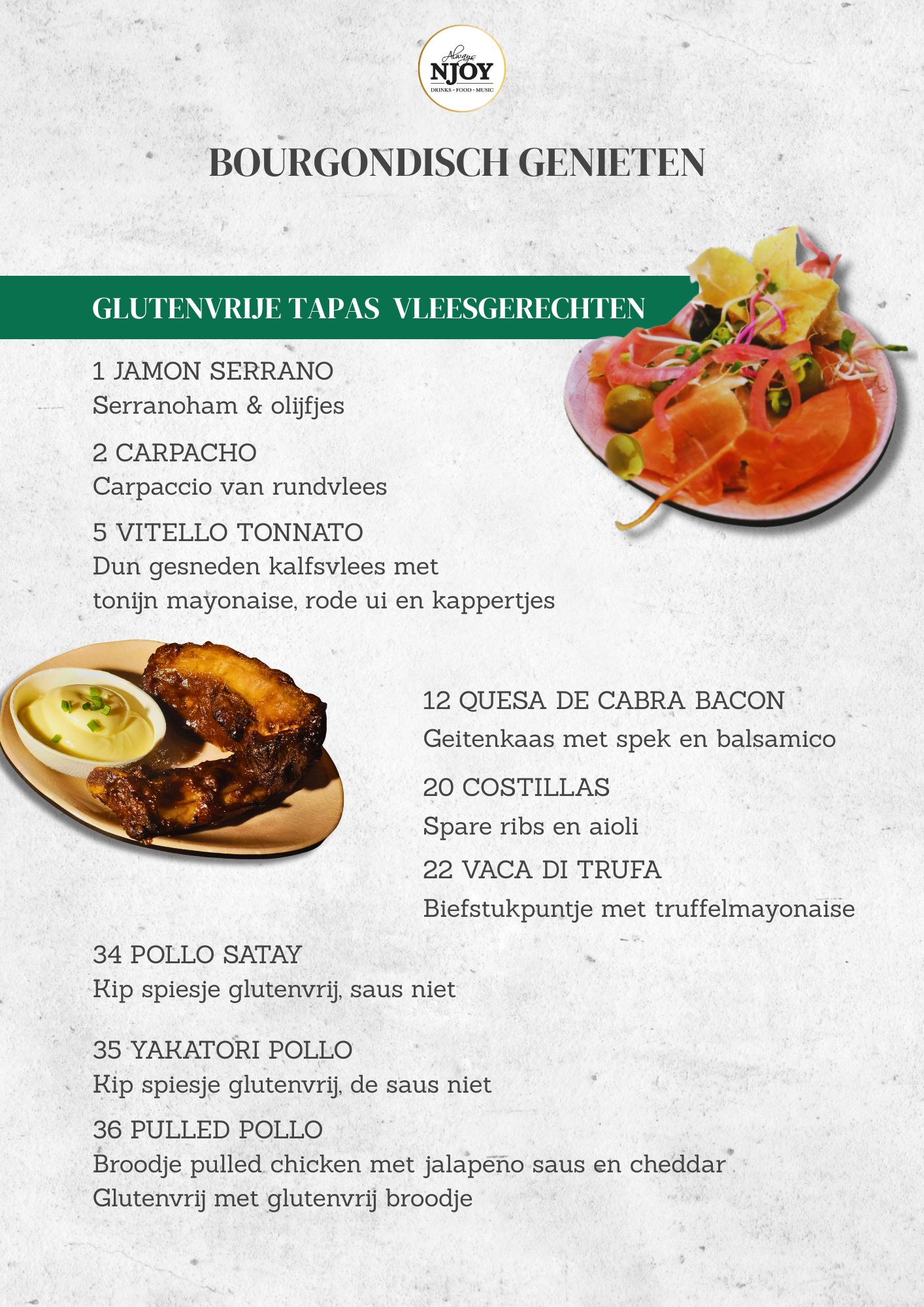 glutenvrij vleestapas kampen njoy spare ribs